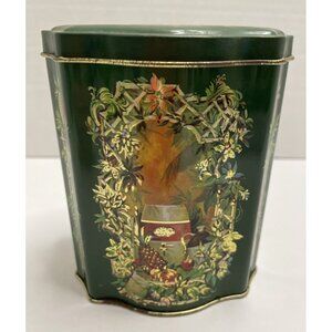 Vintage Avon Collectible Christmas Tin Tea Canister Caddy 1981 England - VGUC